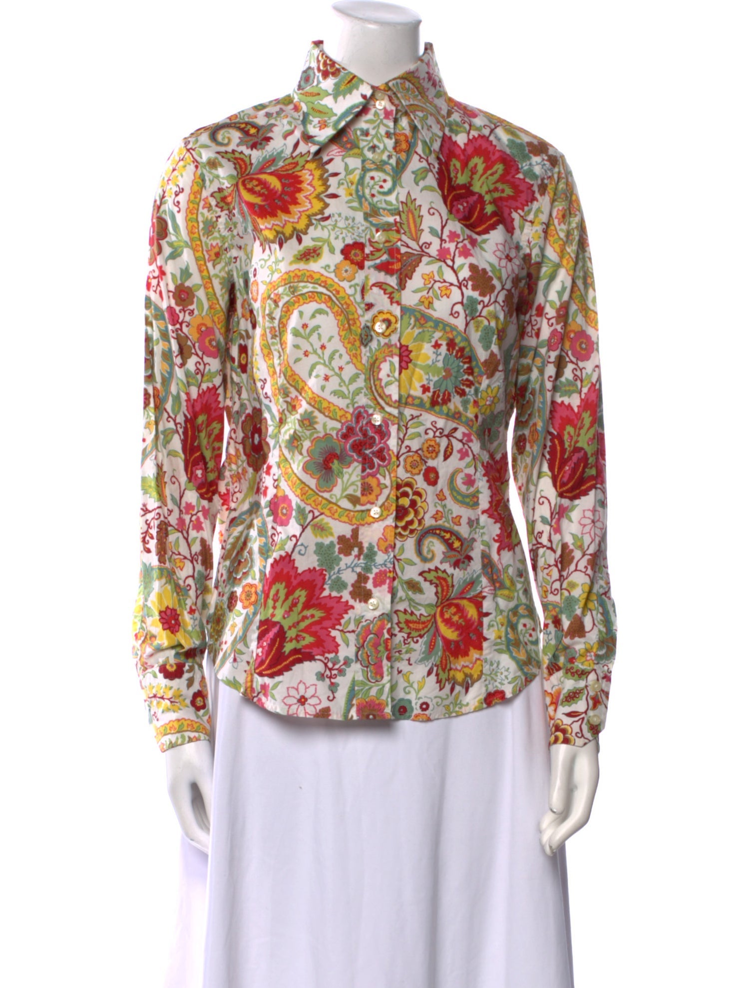 Etro Floral Print Long Sleeve Button-Up Top