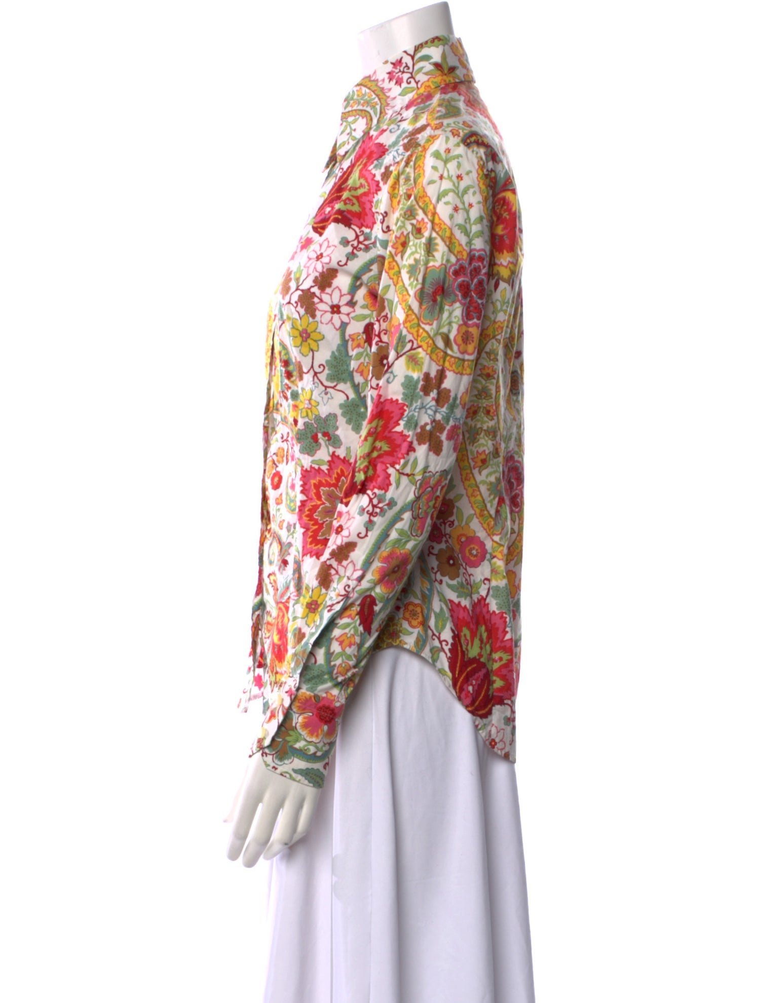 Etro Floral Print Long Sleeve Button-Up Top