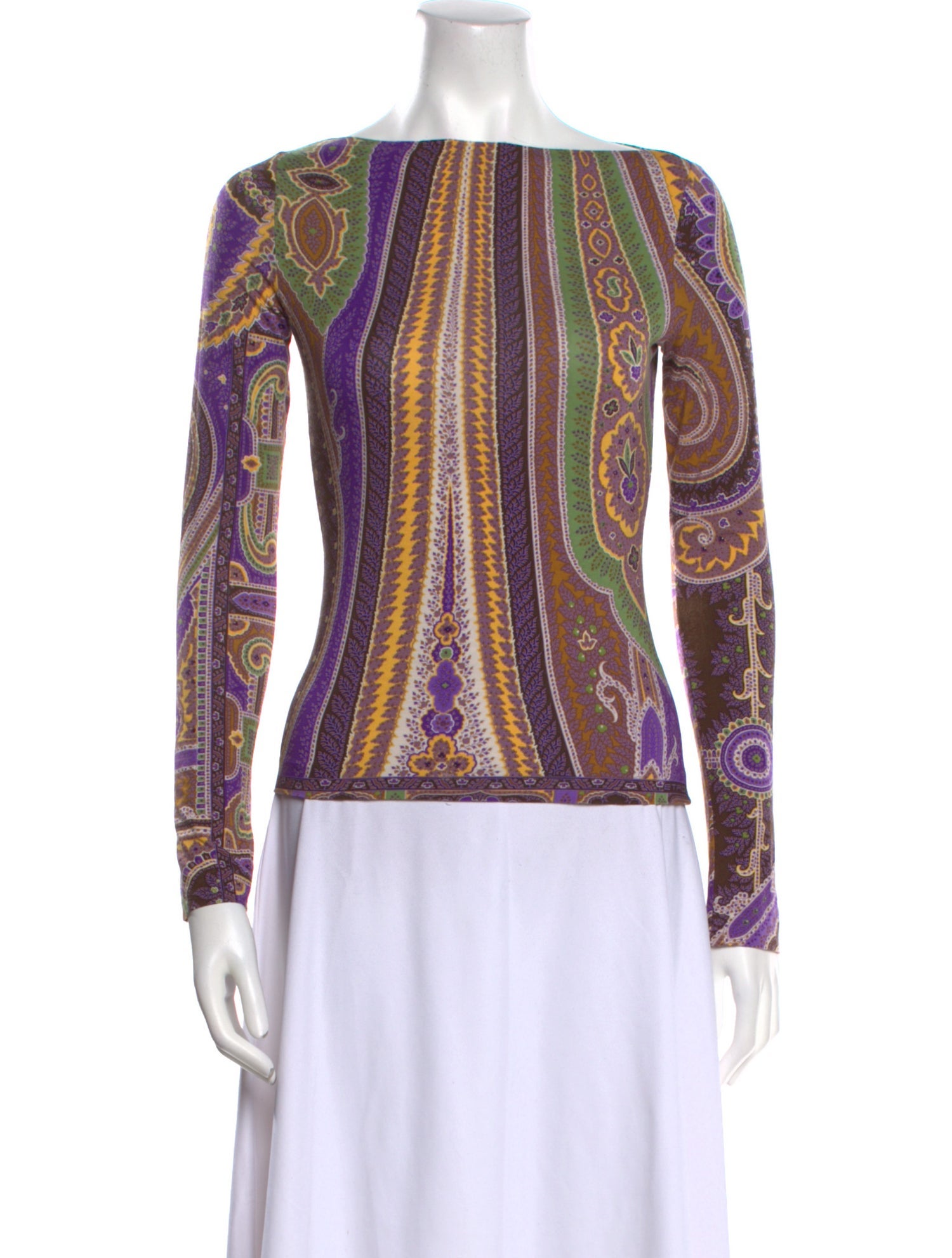 Etro Paisley Print Bateau Neckline Top