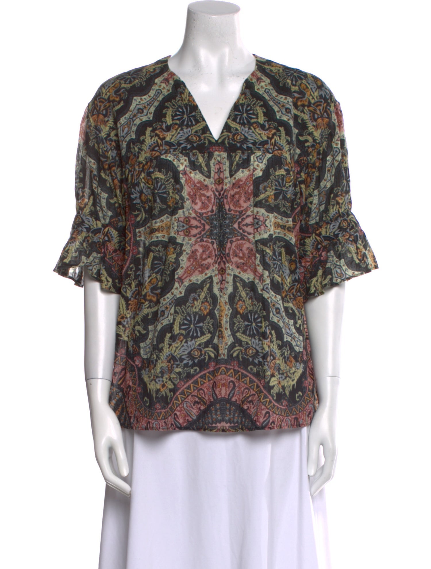 Etro Paisley Print V-Neck Blouse