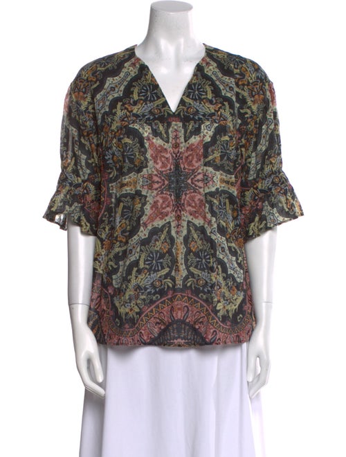 Etro Paisley Print V-Neck Blouse