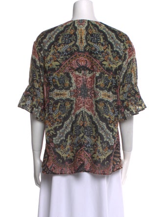 Etro Paisley Print V-Neck Blouse