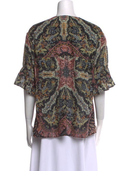 Etro Paisley Print V-Neck Blouse