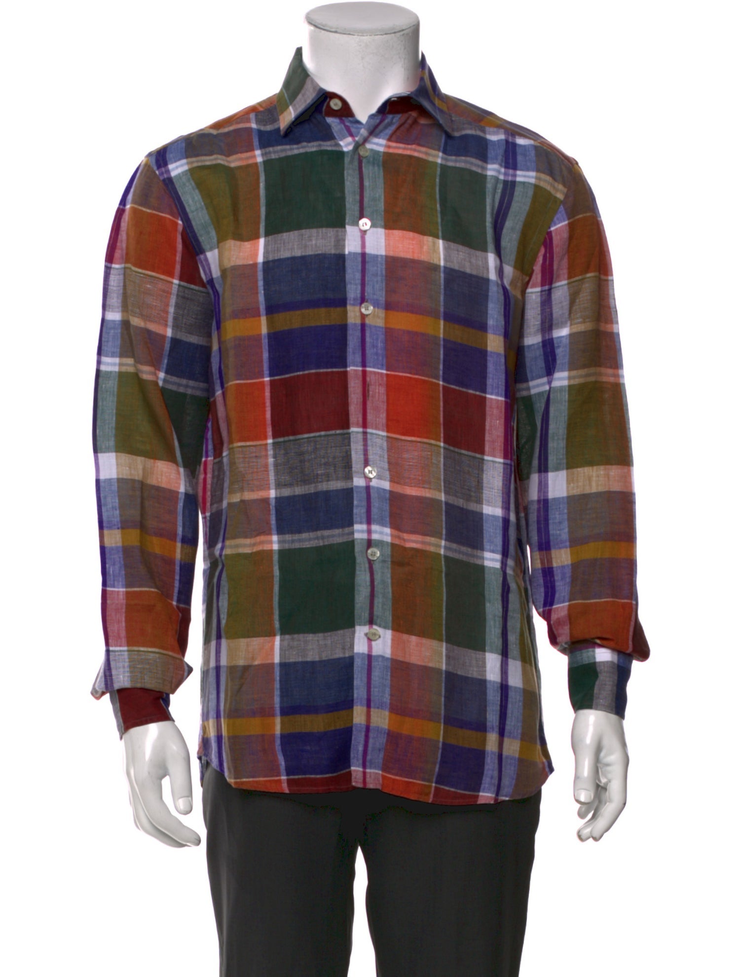 Etro Linen Plaid Print Shirt