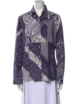 Etro Printed Long Sleeve Button-Up Top