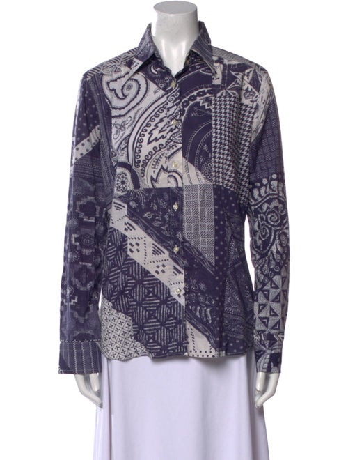 Etro Printed Long Sleeve Button-Up Top