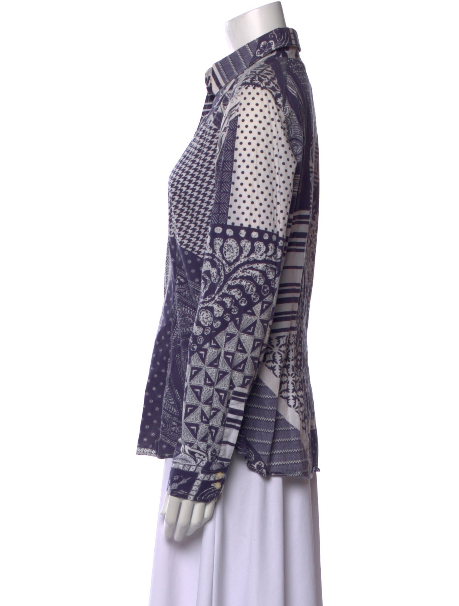Etro Printed Long Sleeve Button-Up Top