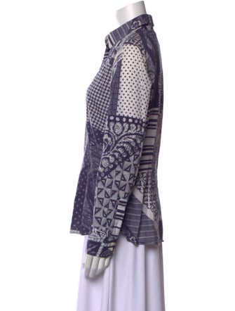 Etro Printed Long Sleeve Button-Up Top