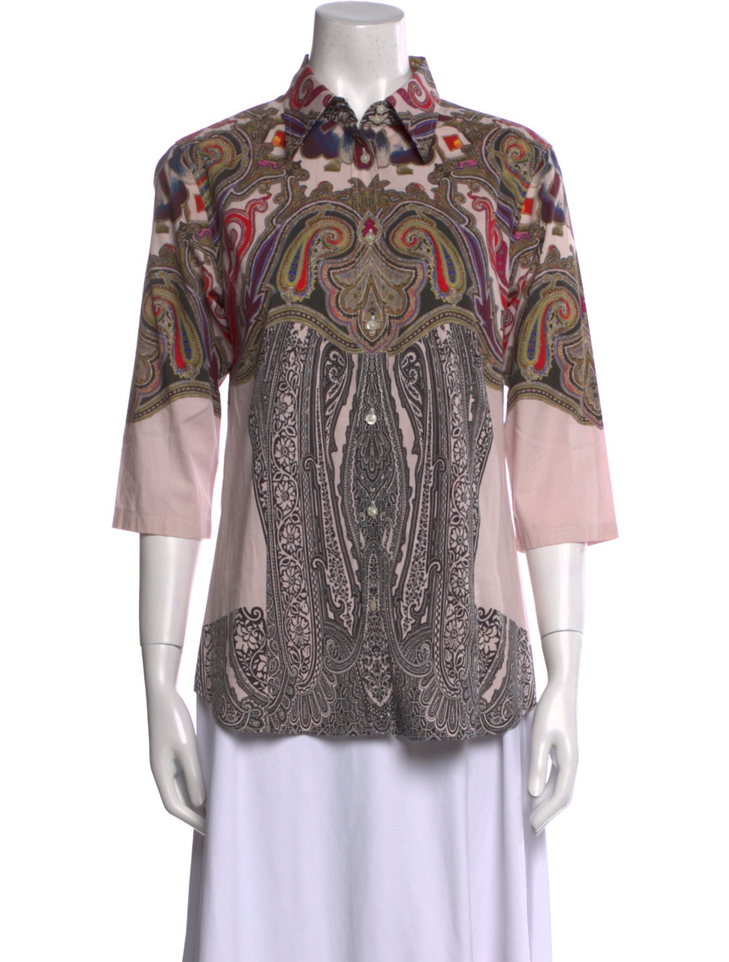 Etro Paisley Print Three-Quarter Sleeve Blouse