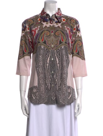 Etro Paisley Print Three-Quarter Sleeve Blouse