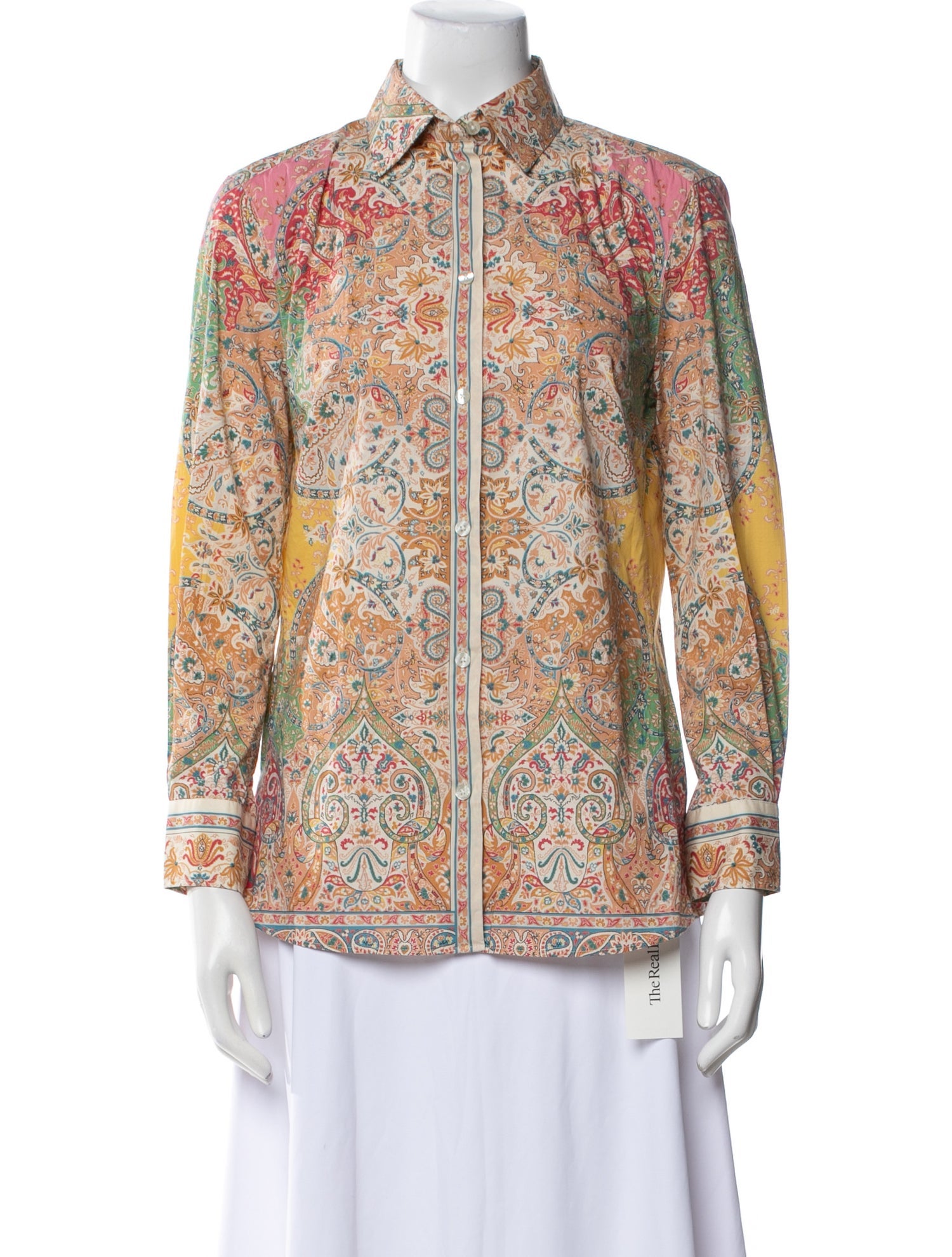 Etro Printed Long Sleeve Button-Up Top