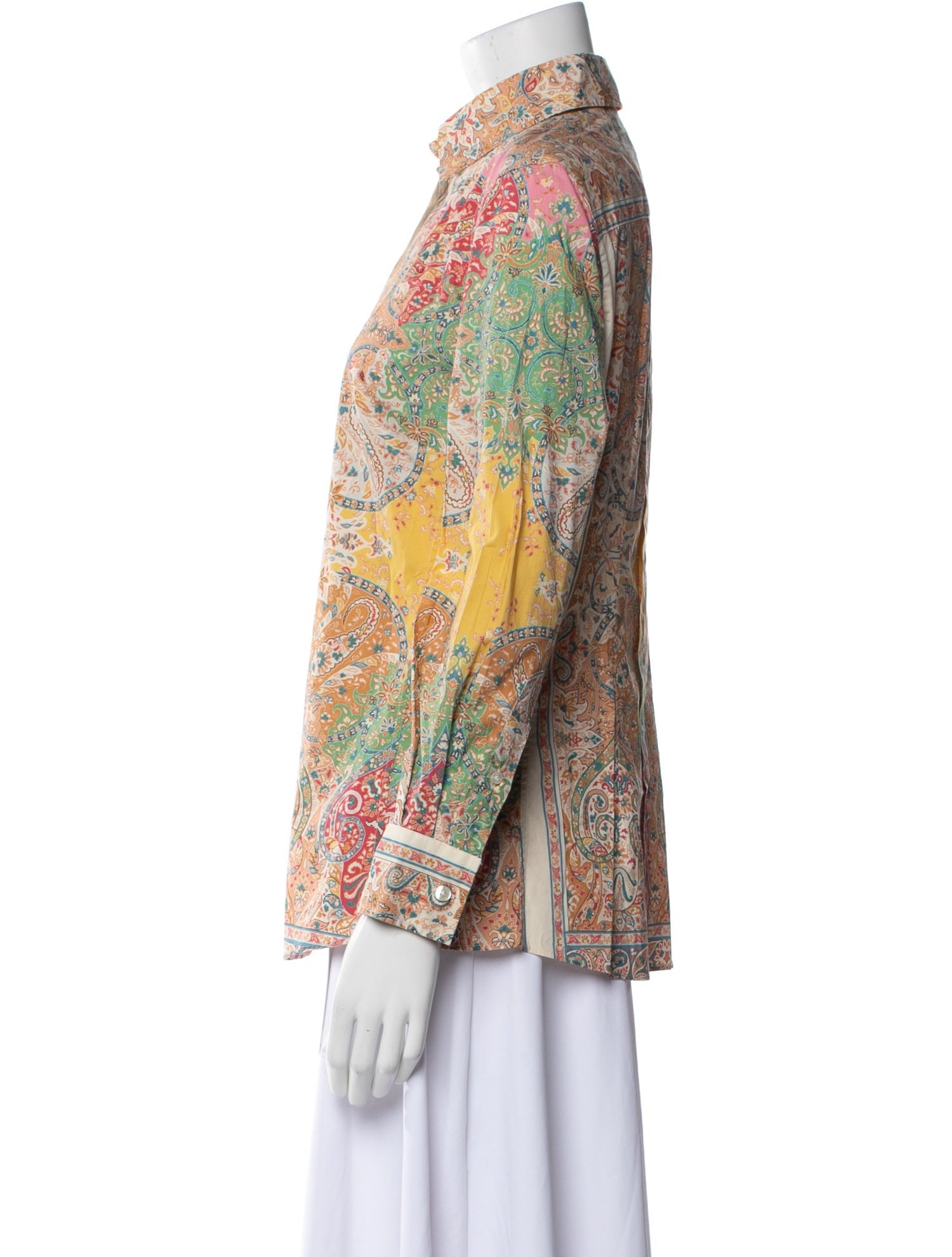 Etro Printed Long Sleeve Button-Up Top