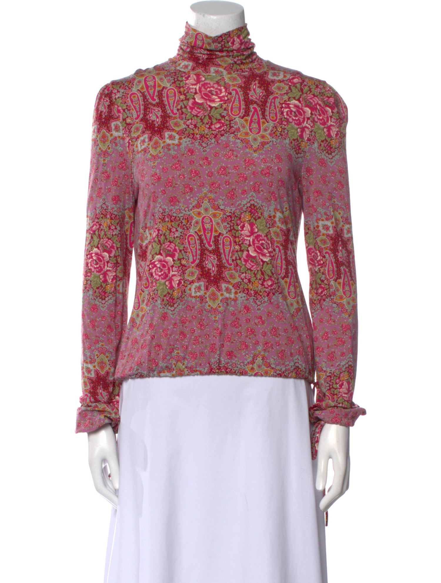 Etro Floral Print Turtleneck Blouse