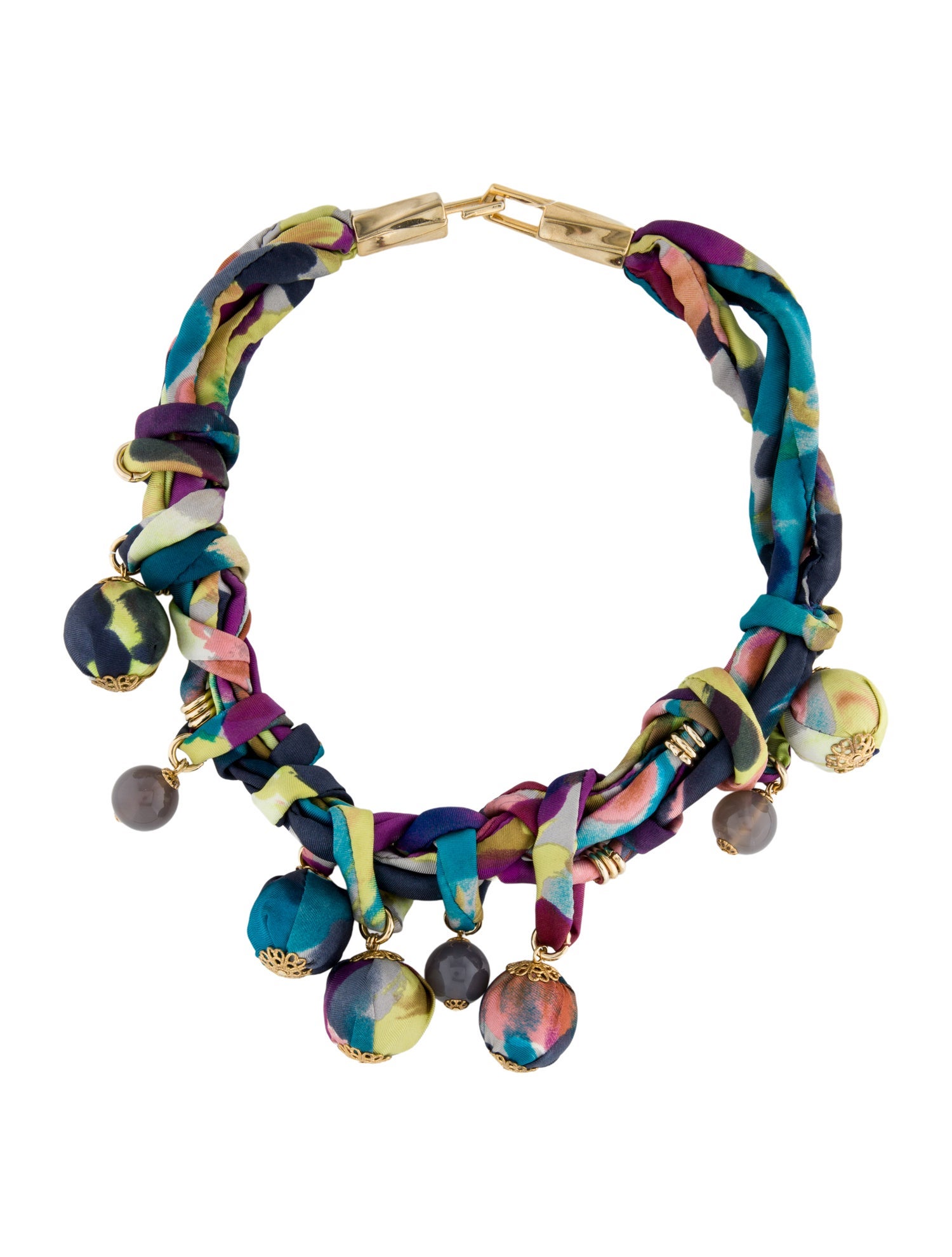 Etro Glass Bead & Fabric Station Necklace