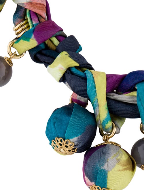 Etro Glass Bead & Fabric Station Necklace