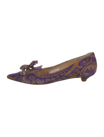 Etro Suede Paisley Print Ballet Flats
