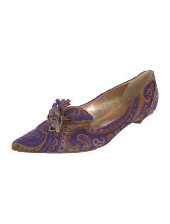 Etro Suede Paisley Print Ballet Flats