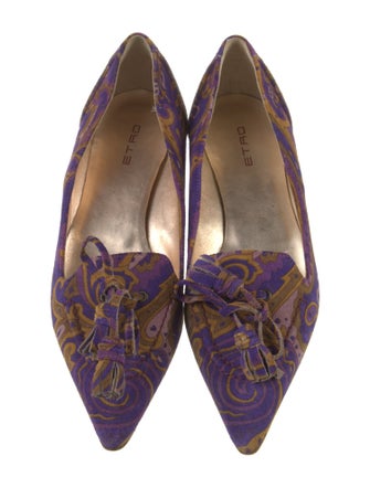 Etro Suede Paisley Print Ballet Flats