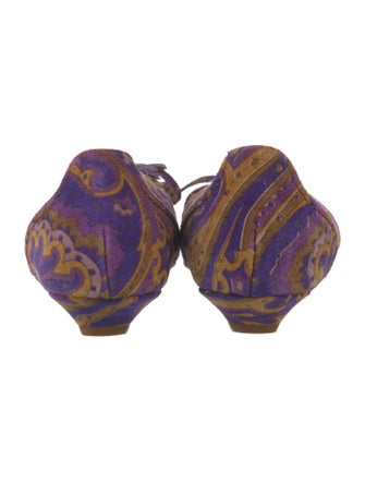 Etro Suede Paisley Print Ballet Flats