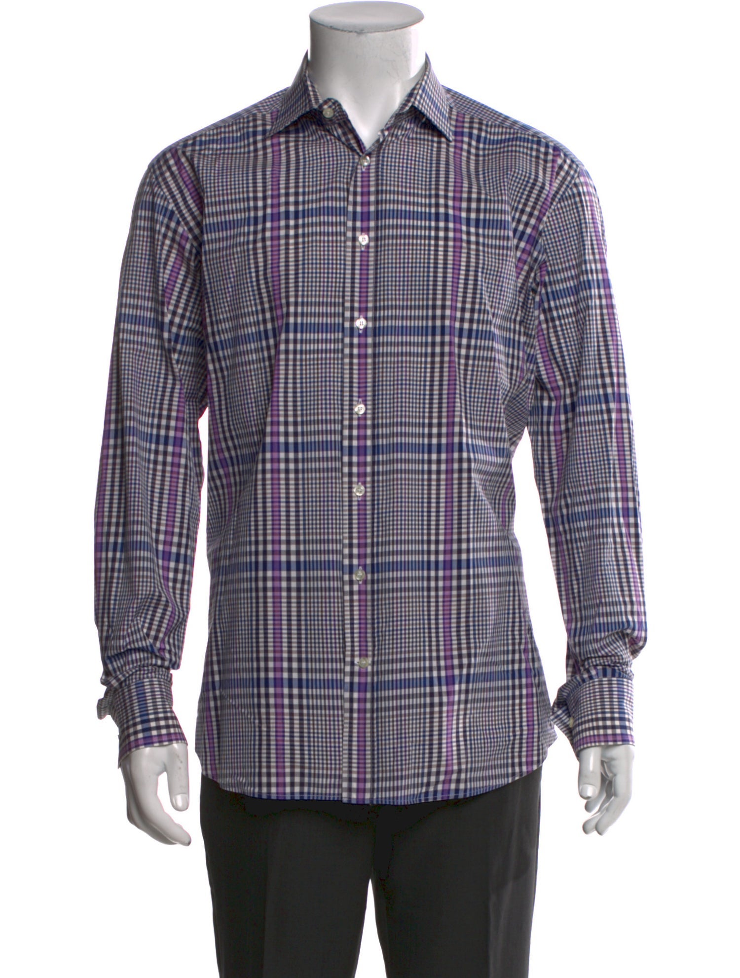 Etro Plaid Print Long Sleeve Dress Shirt