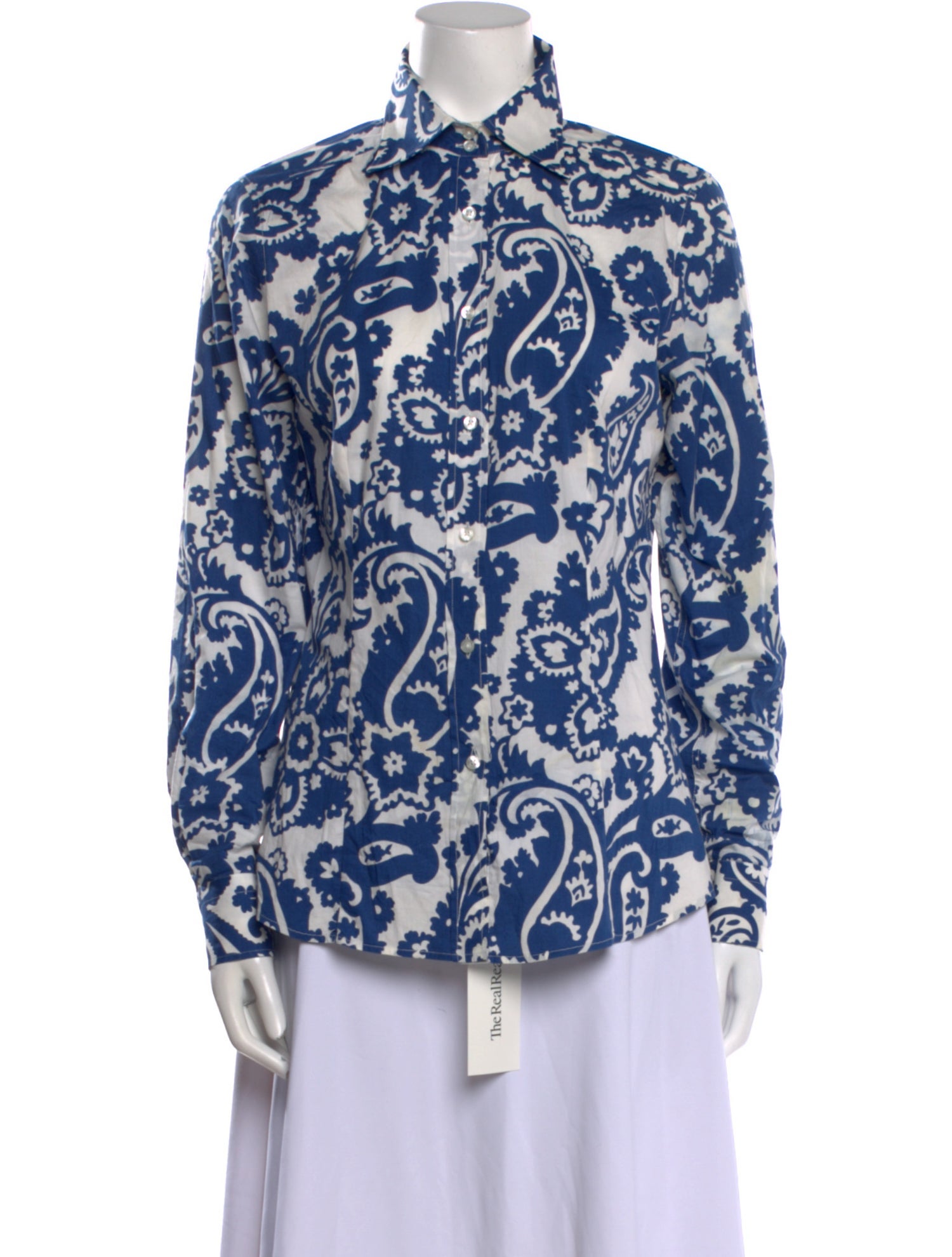 Etro Printed Long Sleeve Button-Up Top