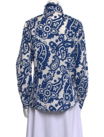 Etro Printed Long Sleeve Button-Up Top