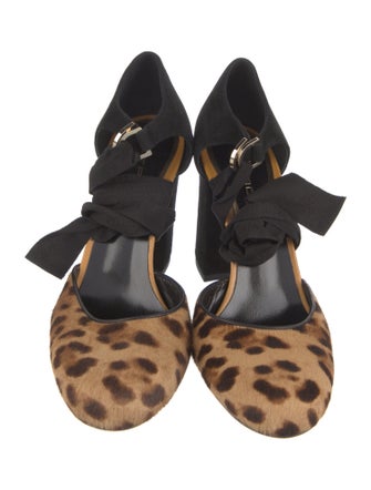 Etro Ponyhair Animal Print D'Orsay Pumps