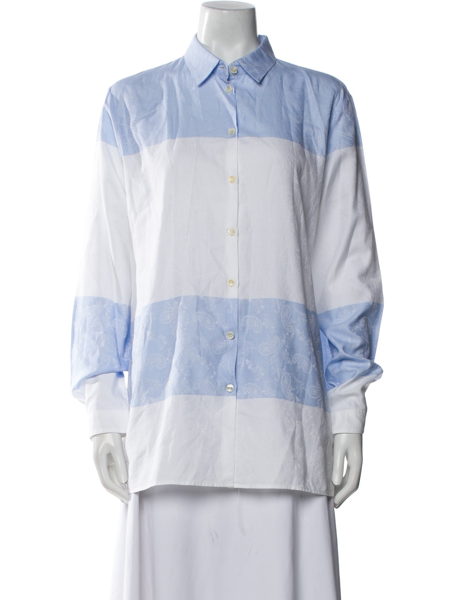 Etro Colorblock Pattern Long Sleeve Button-Up Top