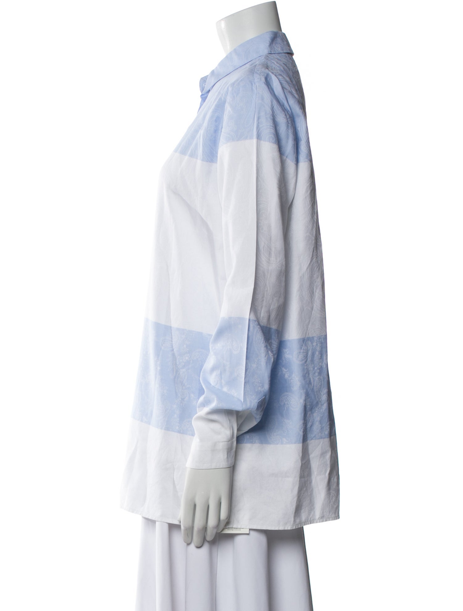 Etro Colorblock Pattern Long Sleeve Button-Up Top