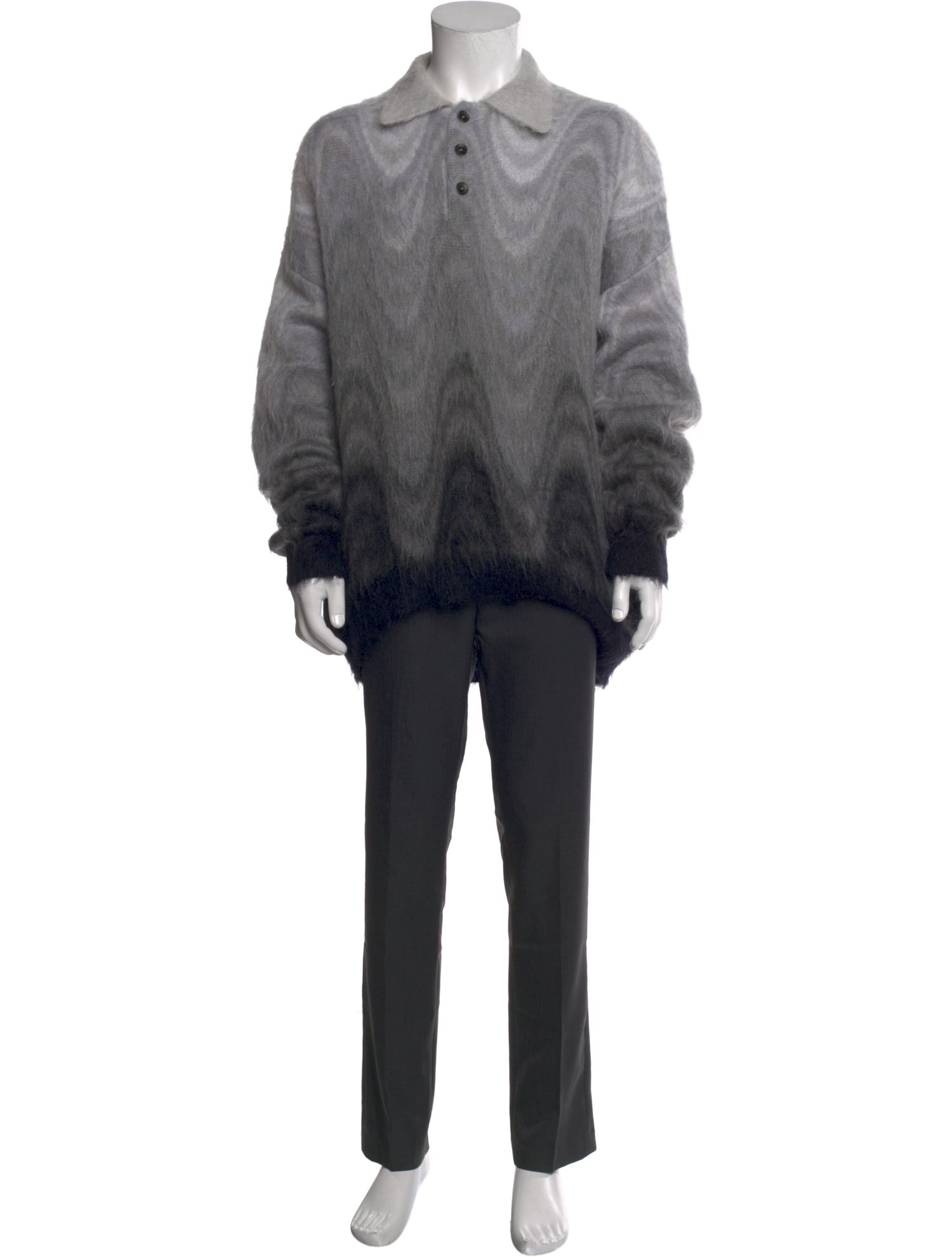 Etro Mohair Colorblock Pattern Polo Sweater