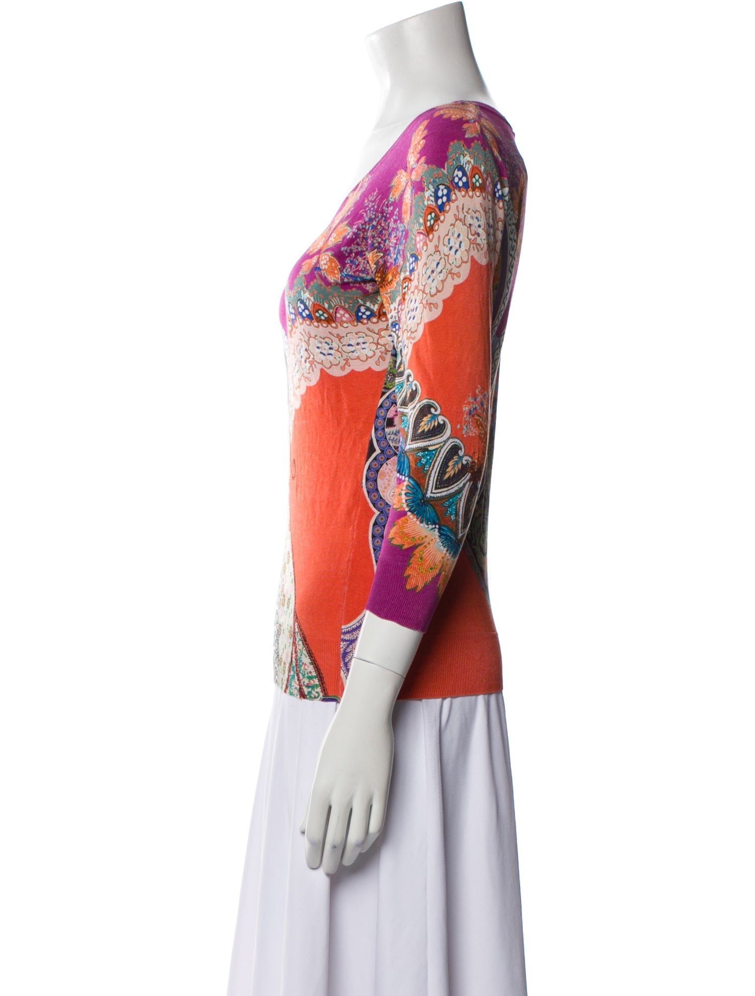 Etro Floral Print Scoop Neck Sweater