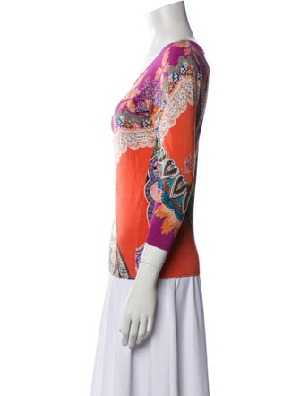 Etro Floral Print Scoop Neck Sweater