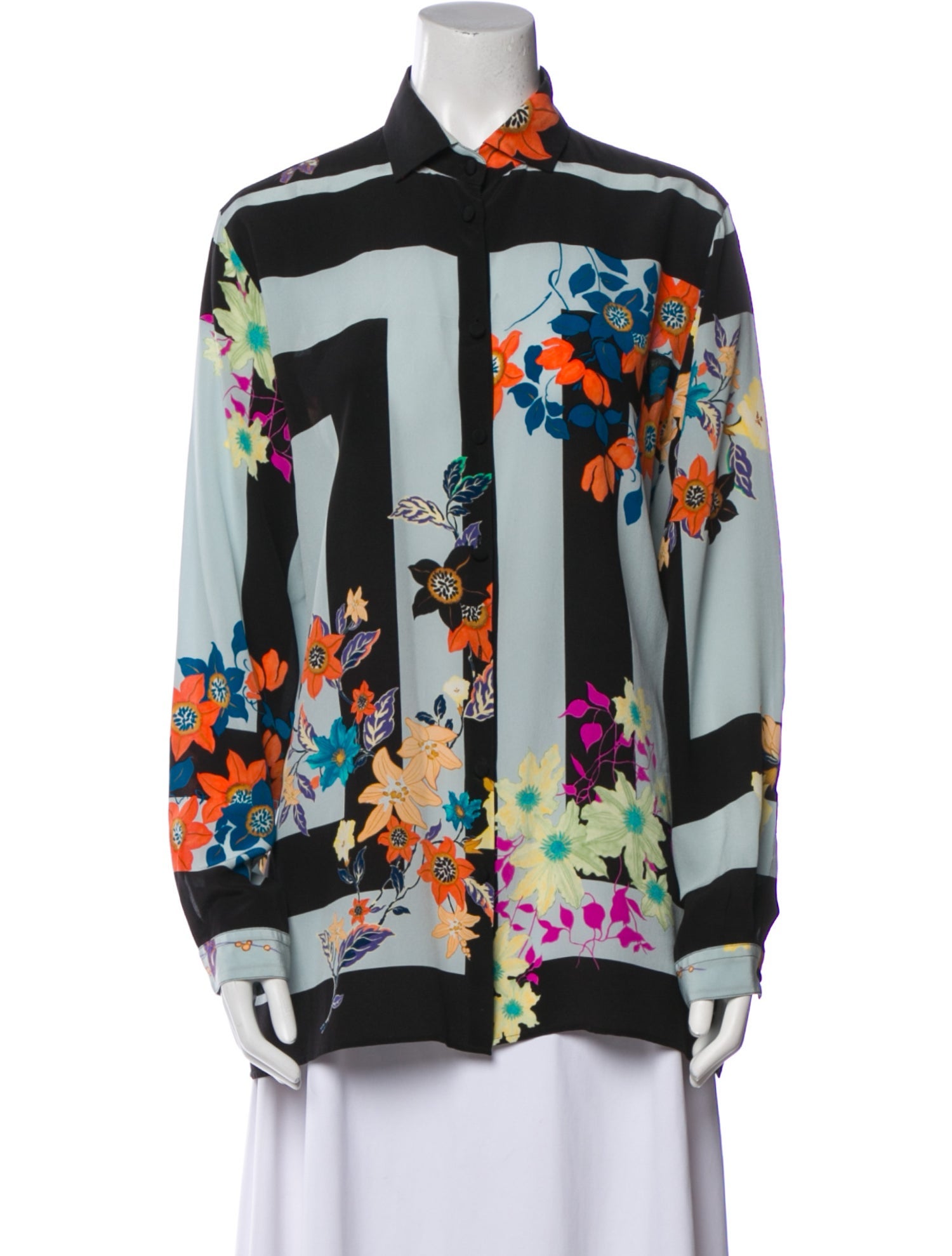 Etro Silk Floral Print Button-Up Top