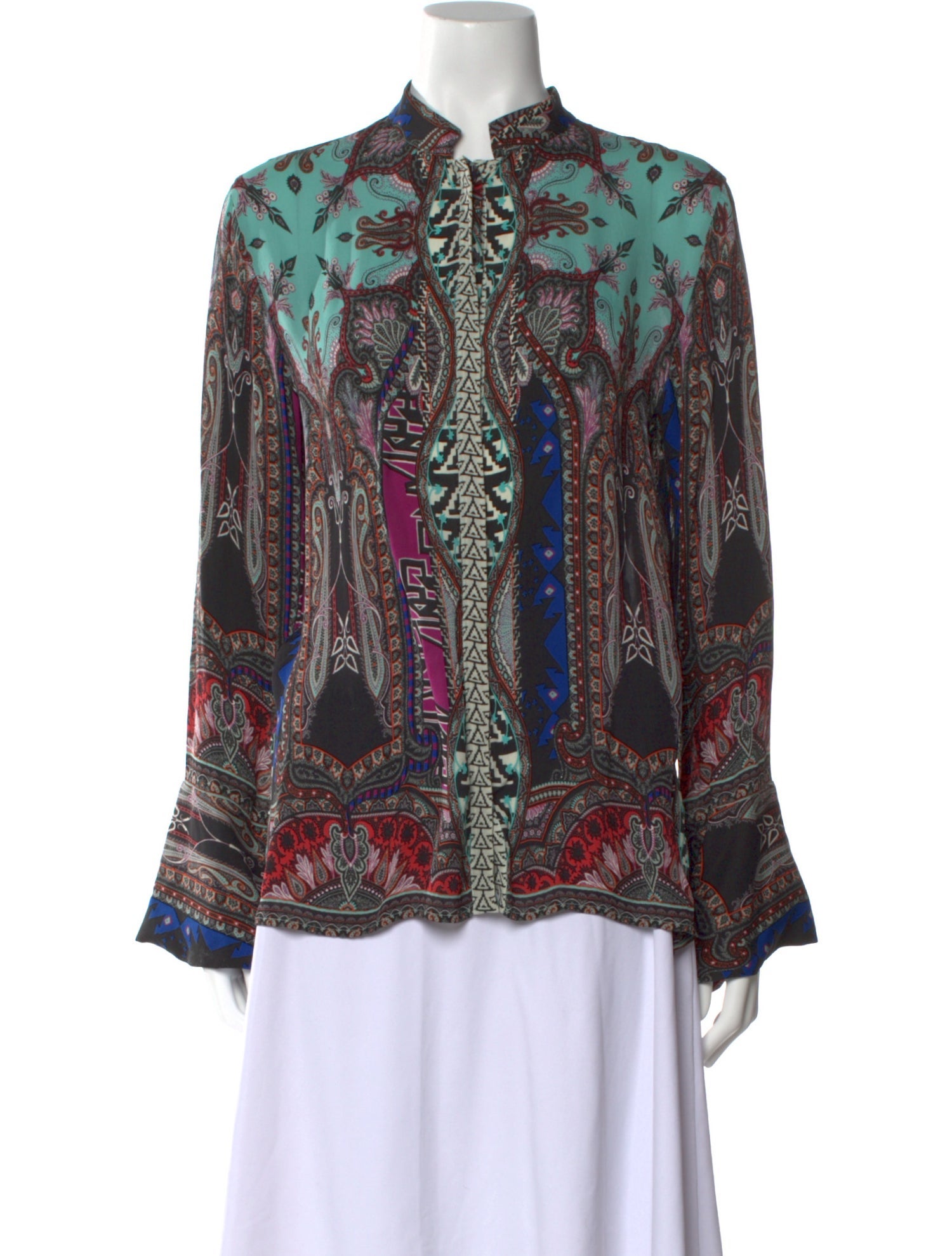 Etro Paisley Print Mock Neck Blouse