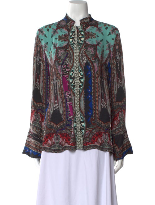 Etro Paisley Print Mock Neck Blouse
