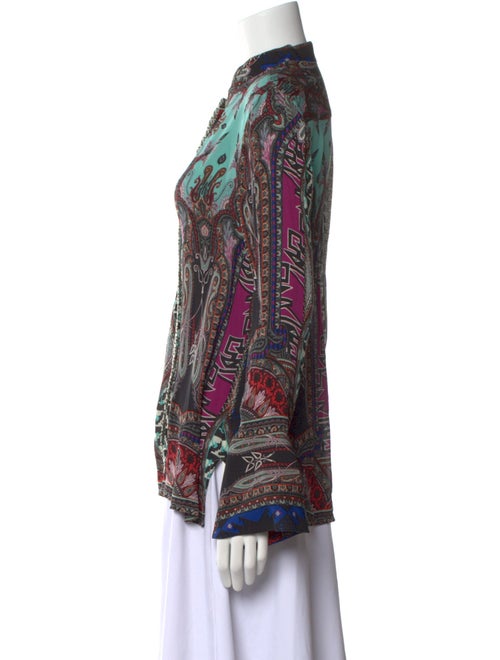 Etro Paisley Print Mock Neck Blouse