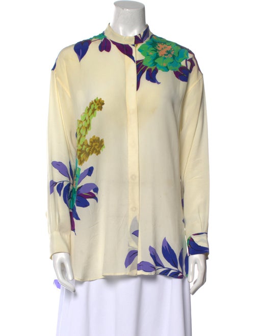 Etro Silk Floral Print Button-Up Top