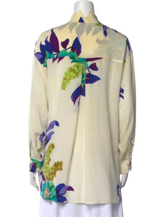 Etro Silk Floral Print Button-Up Top
