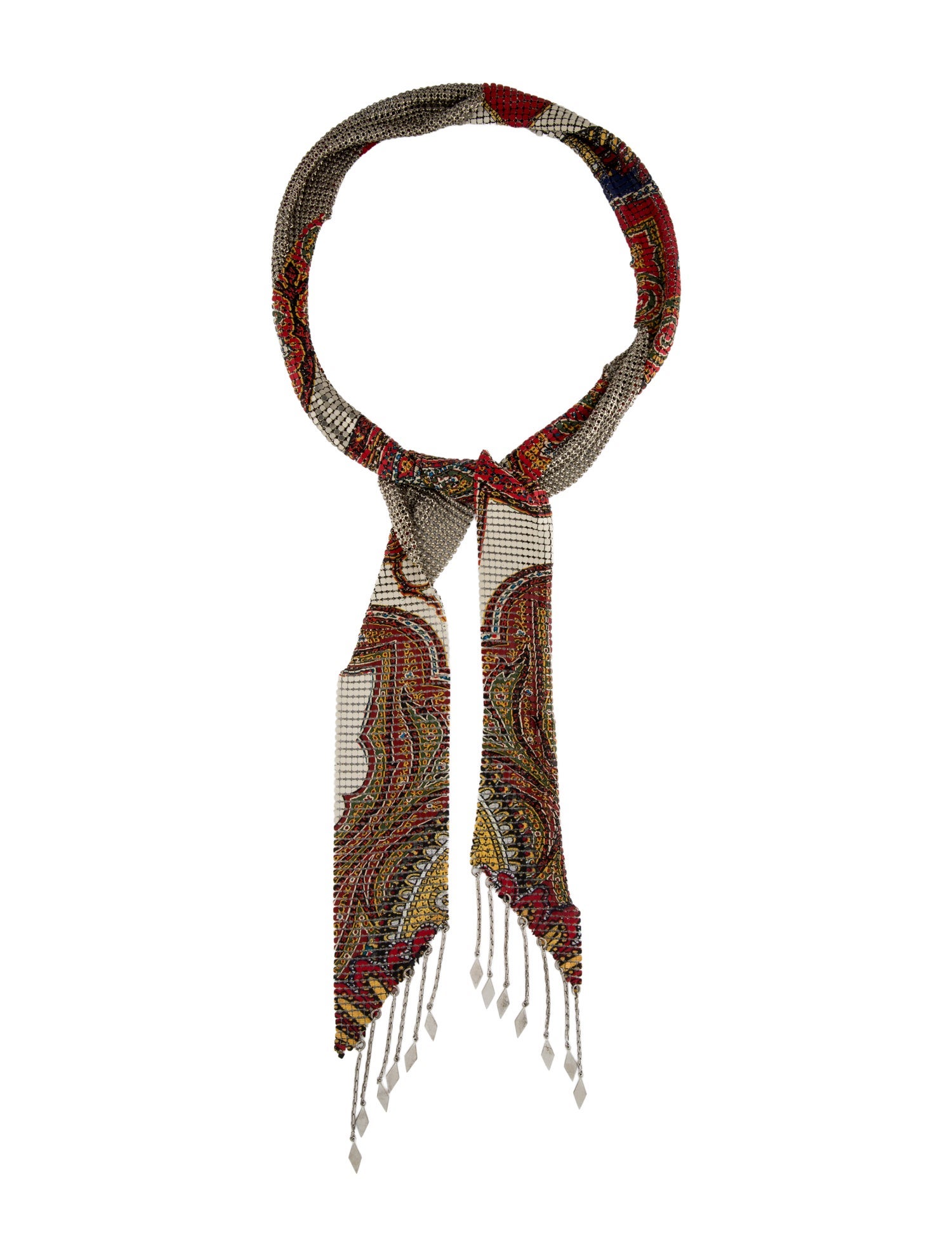 Etro Mesh Fringe Scarf Necklace