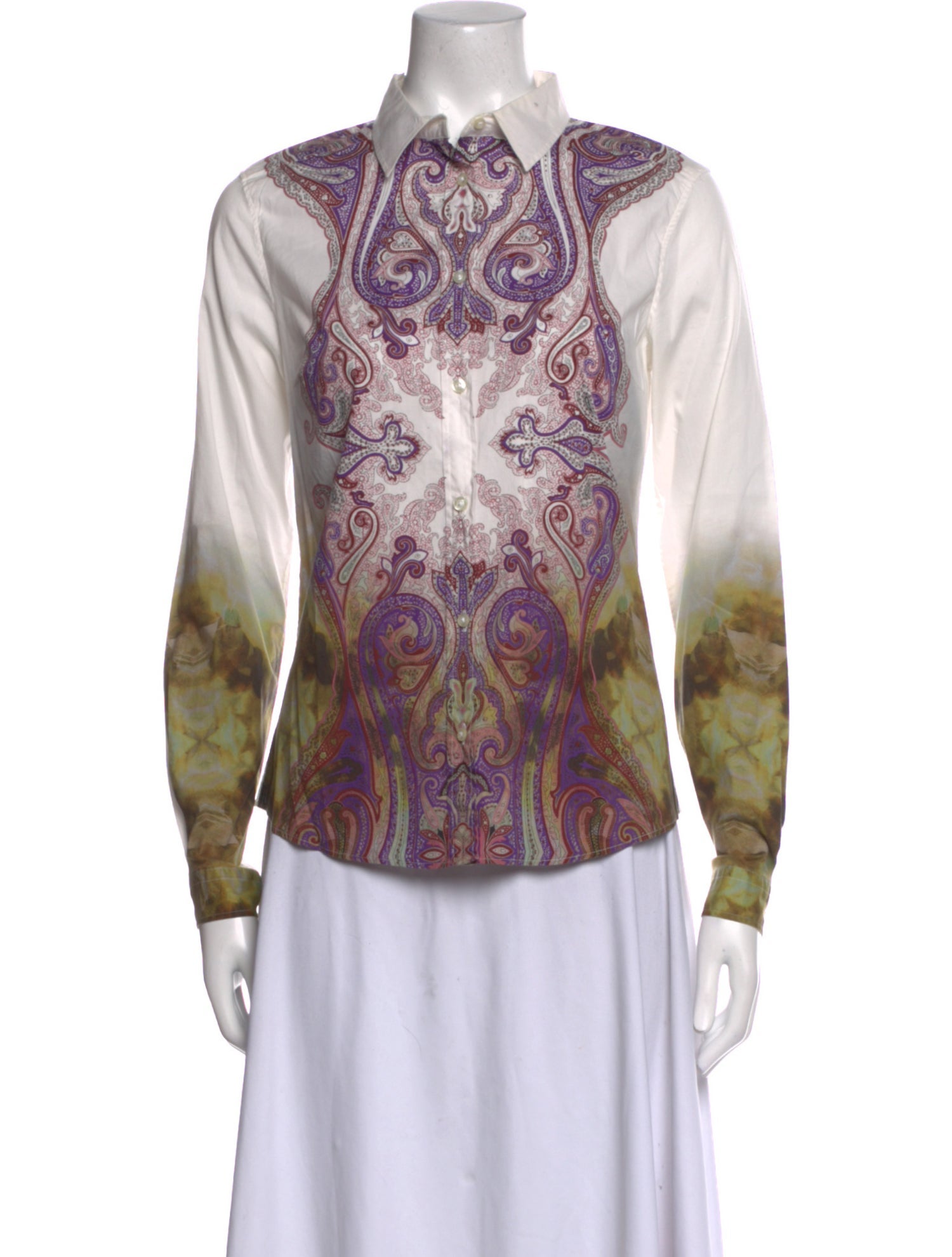 Etro Paisley Print Long Sleeve Button-Up Top