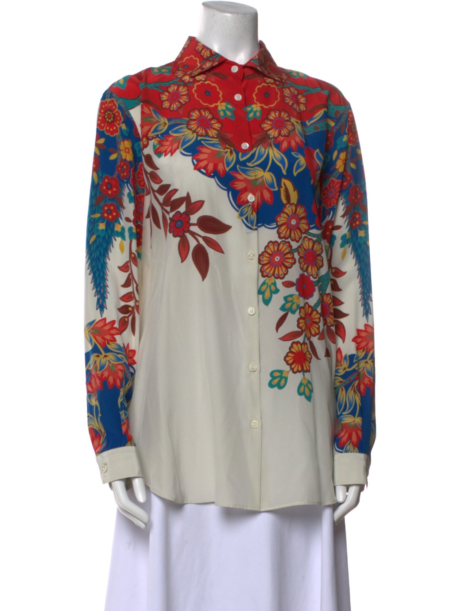 Etro Silk Floral Print Button-Up Top
