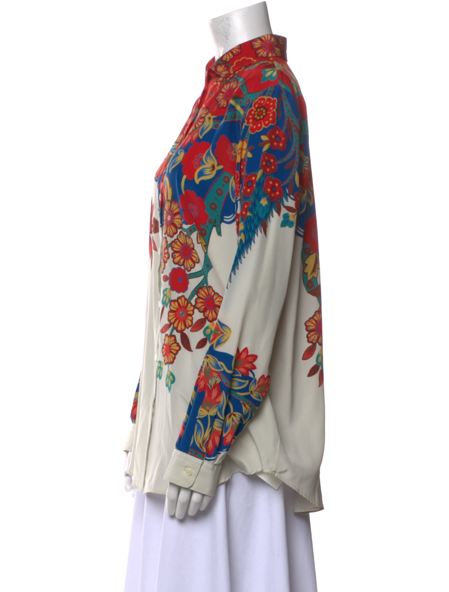 Etro Silk Floral Print Button-Up Top