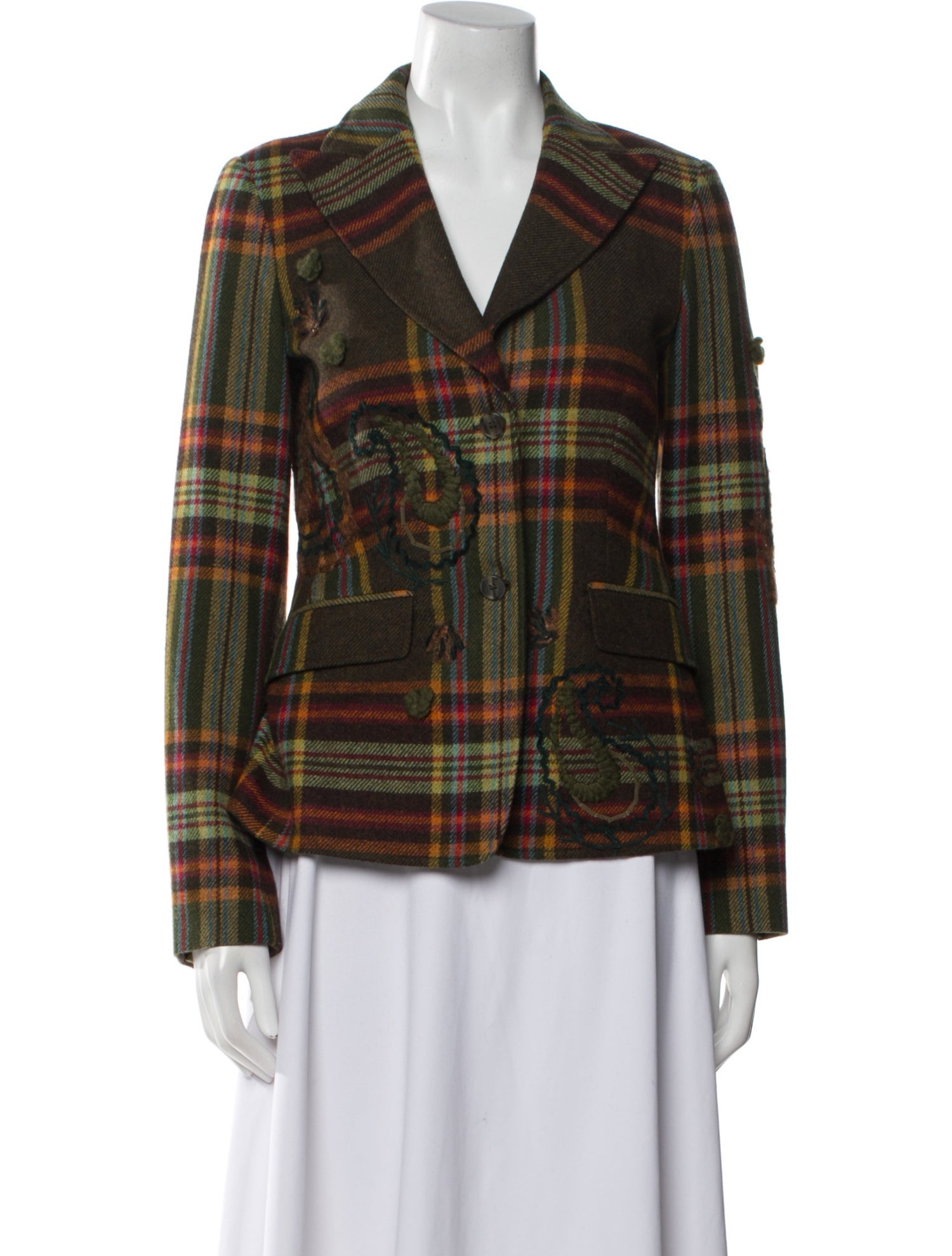 Etro Wool Plaid Print Blazer