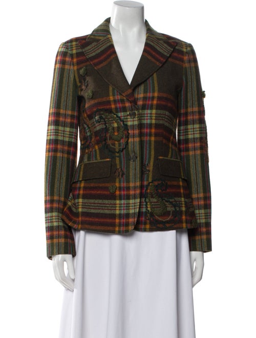 Etro Wool Plaid Print Blazer