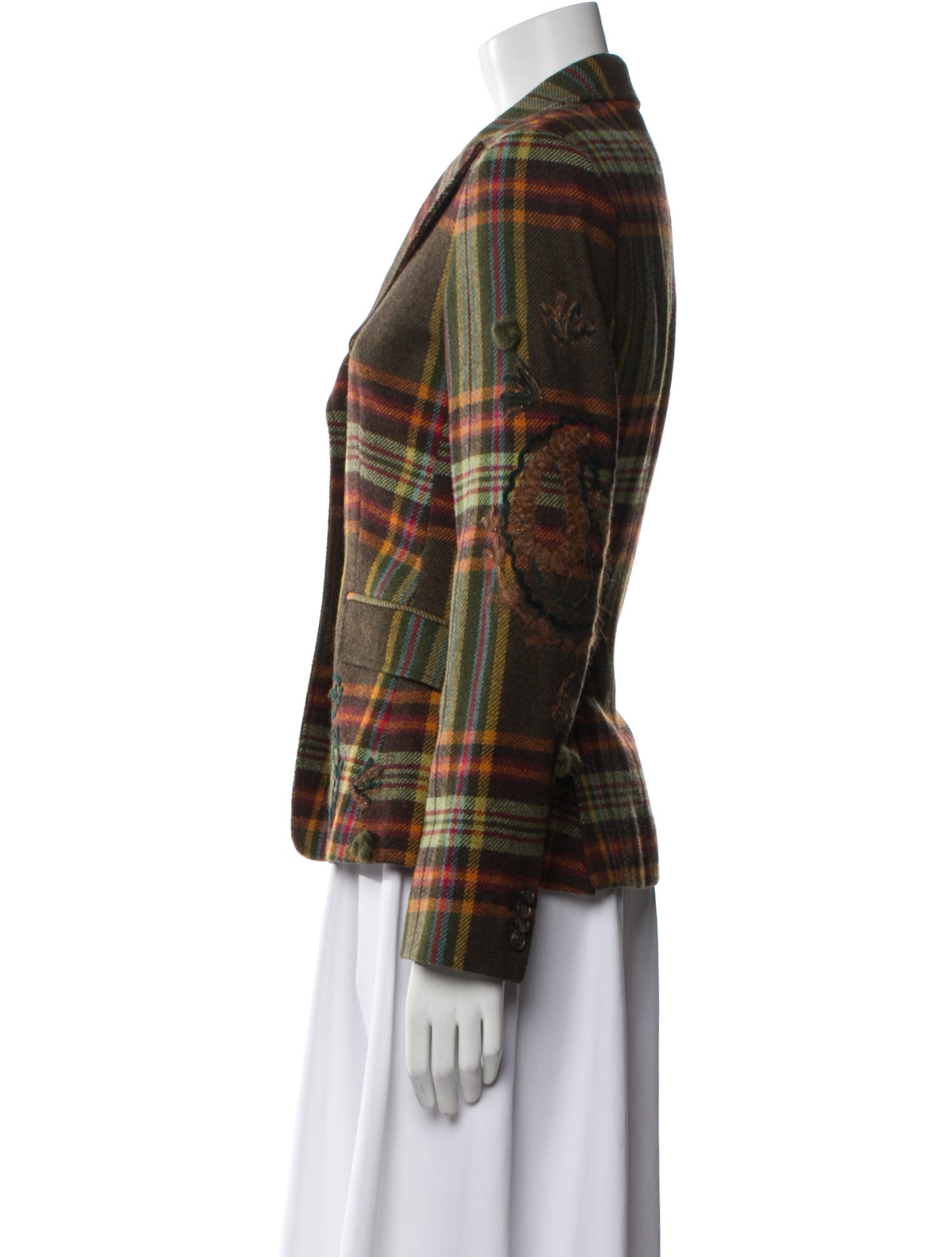 Etro Wool Plaid Print Blazer