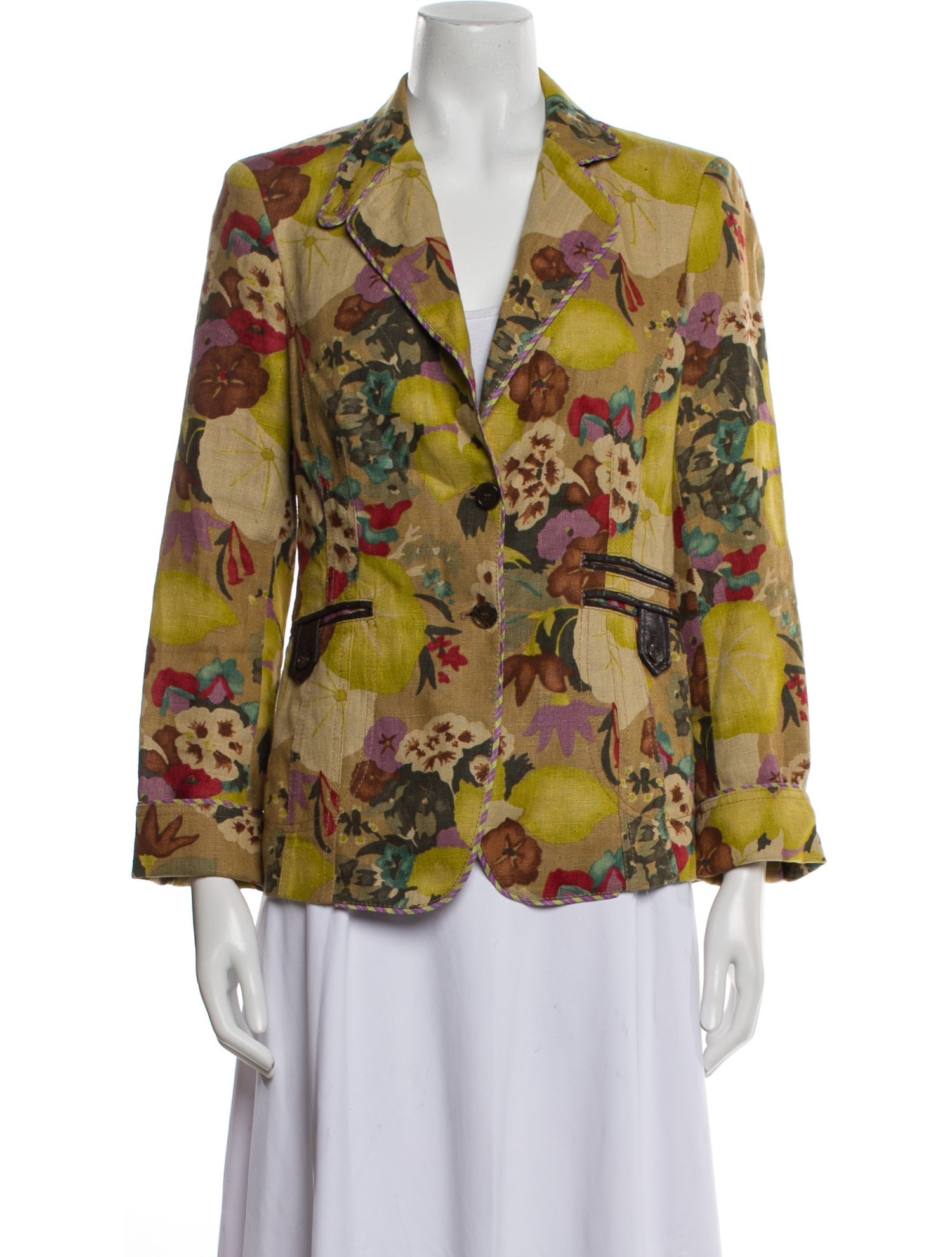 Etro Linen Floral Print Blazer