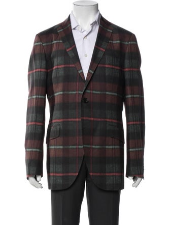 Etro Wool Plaid Print Blazer