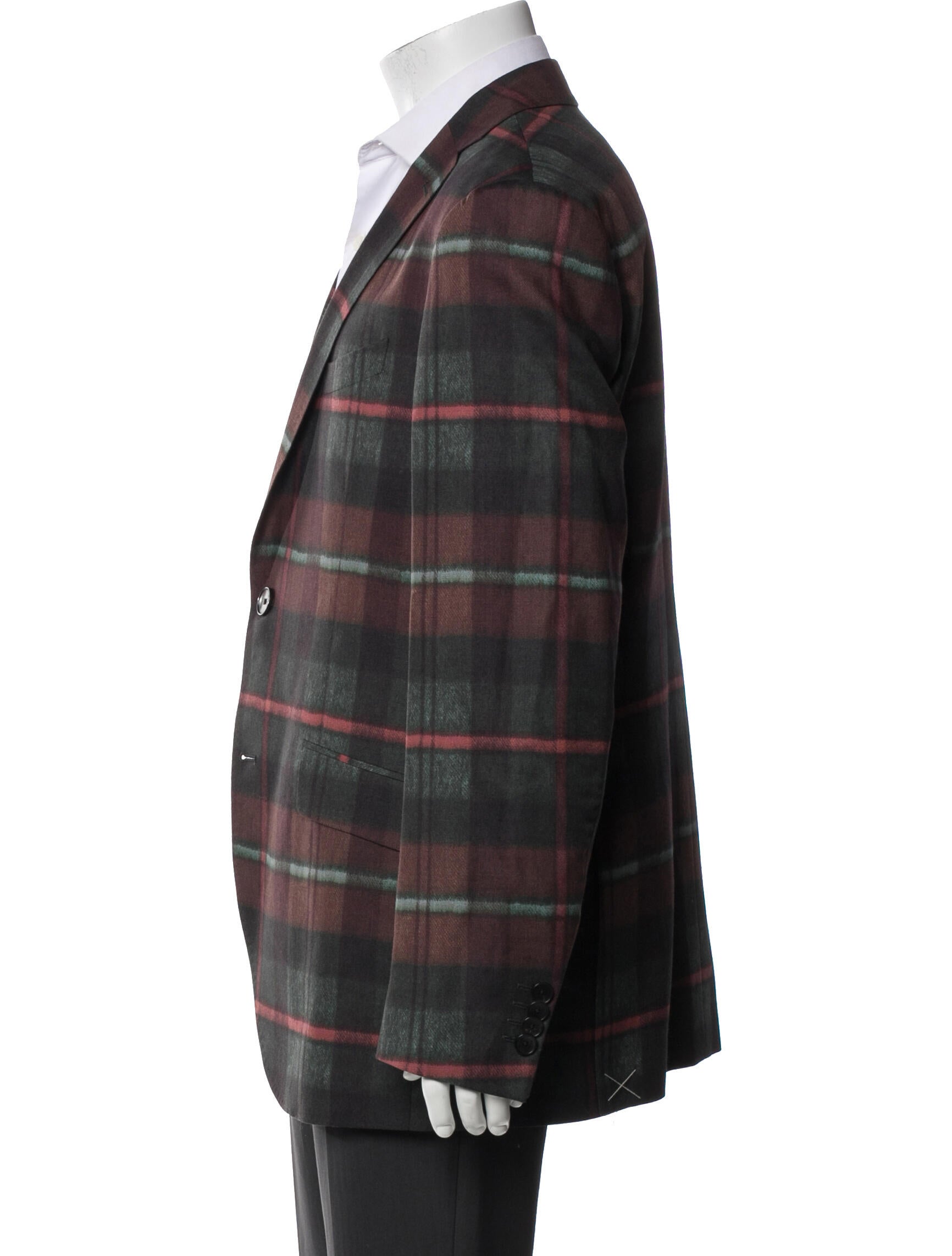 Etro Wool Plaid Print Blazer