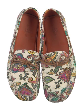 Etro Leather Floral Print Loafers