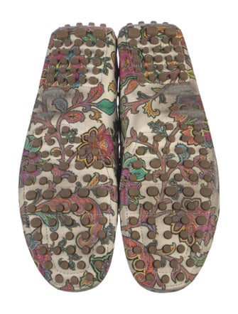Etro Leather Floral Print Loafers